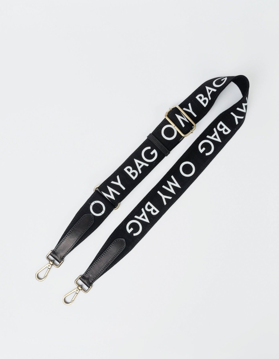 O My Bag Canvas Logo Strap-Black/Black Classic Leather | Crossbody Bags