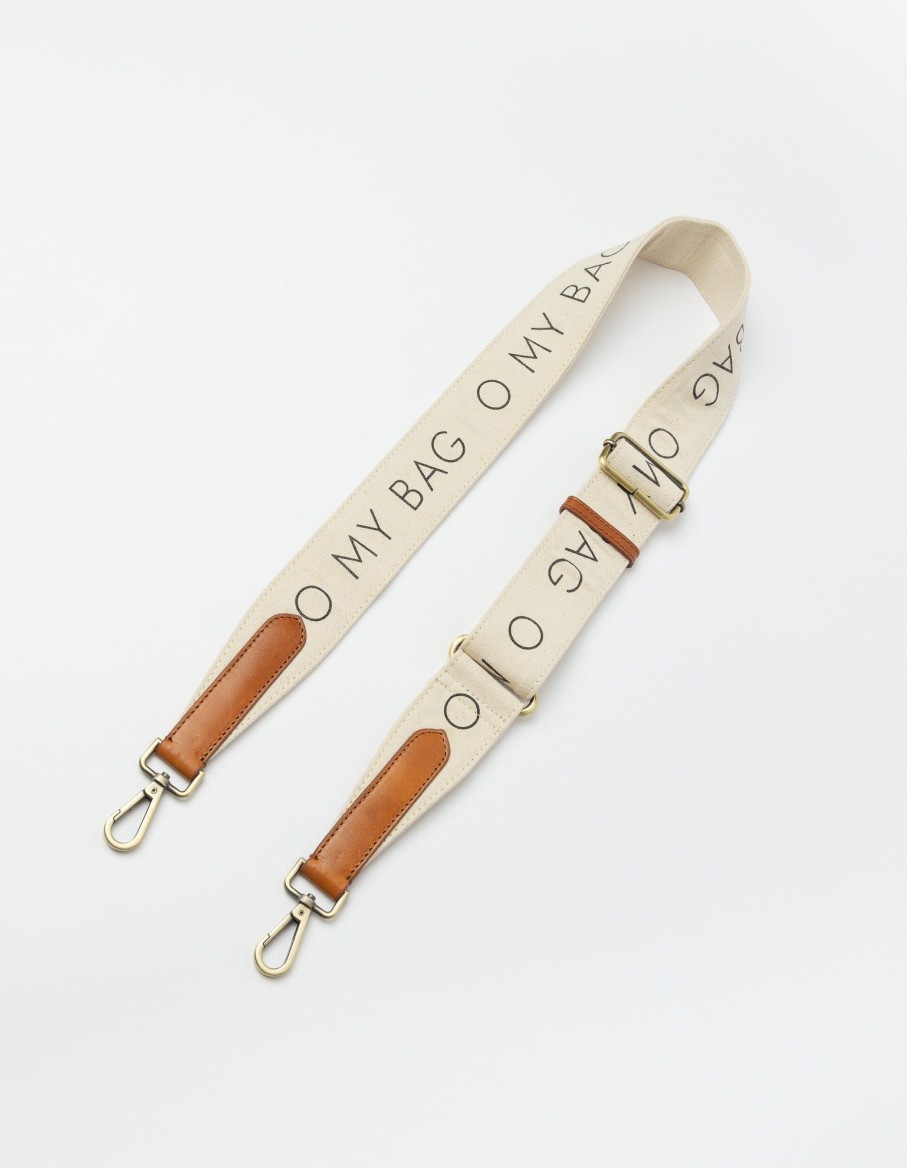 O My Bag Canvas Logo Strap-White/Cognac Classic Leather | Crossbody Bags