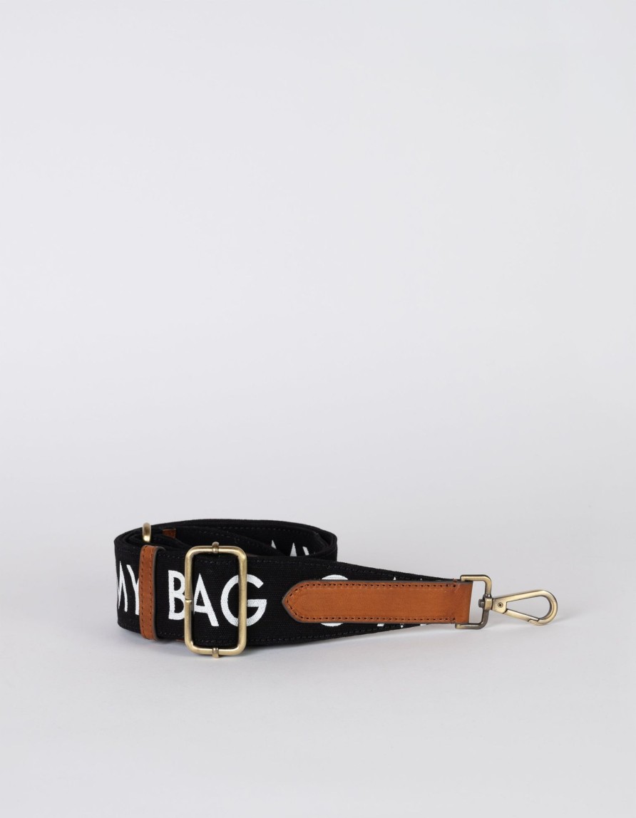 O My Bag Canvas Logo Strap-Black/Cognac Classic Leather | Crossbody Bags